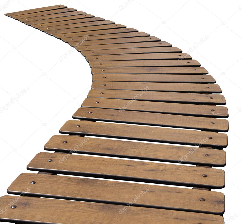 Curved layer of brown smooth wooden boards