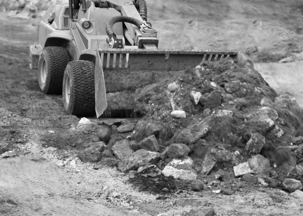 Construction Wheel Loader Carries Out Excavation Work Construction Site — Stock Photo, Image