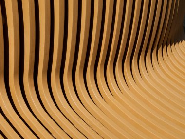 Tahta levha paketi eğri bir yüzey oluşturur.