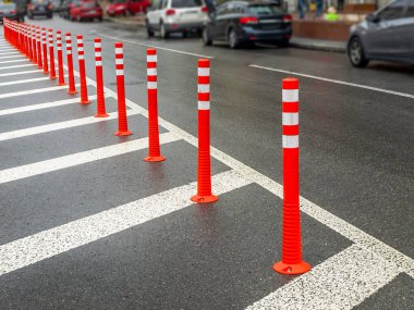 Road markings and bollards clipart