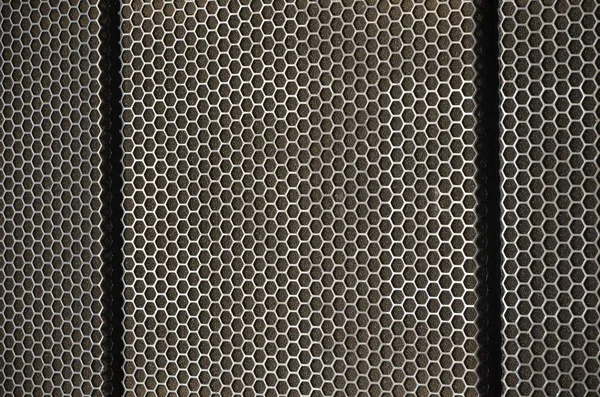 black and white metal grid texture, honeycombs, acoustic system. metal honeycomb