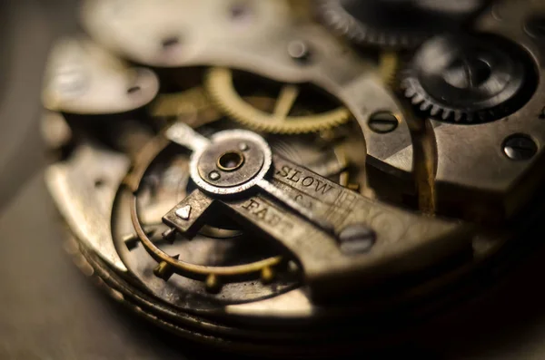 Mecanismo Relógios Bolso Antigos Antigos Vista Perto Engrenagens Relógio Antigo — Fotografia de Stock