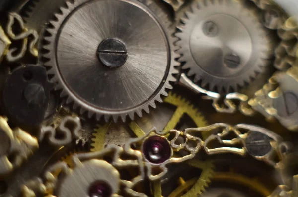 Black White Photography Skeleton Hours Antique Antique Clockwork Jewelry Engraving — Stock Photo, Image