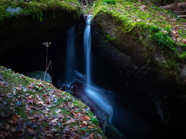 Ένα Άγριο Δάσος Creek Μια Παγωμένη Τον Καιρό Φθινοπώρου — Φωτογραφία Αρχείου