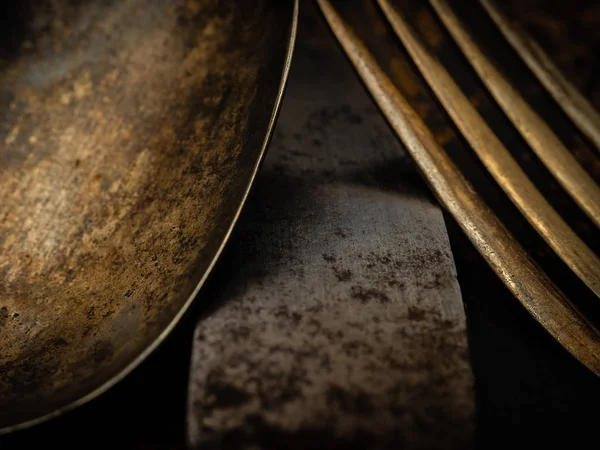 古老的老式餐具的细节 — 图库照片