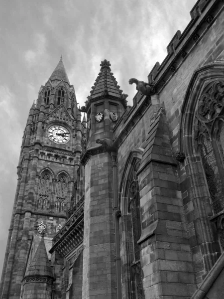 Imagem Monocromática Histórica Prefeitura Rochdale Lancashire Edifício Gótico Histórico Com — Fotografia de Stock