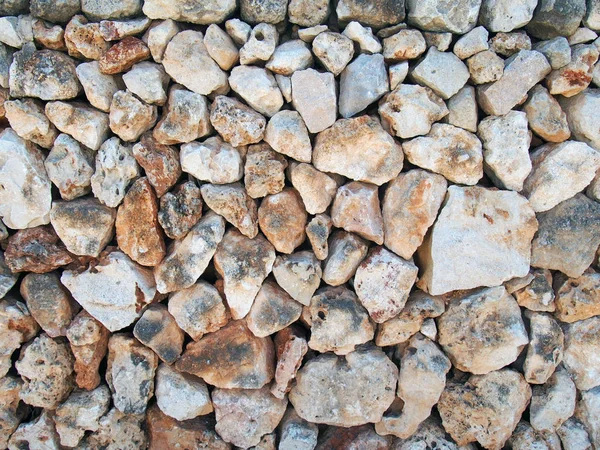 Parede Pedra Solta Irregular Velha Feita Grandes Rochas Calcário Marrom — Fotografia de Stock