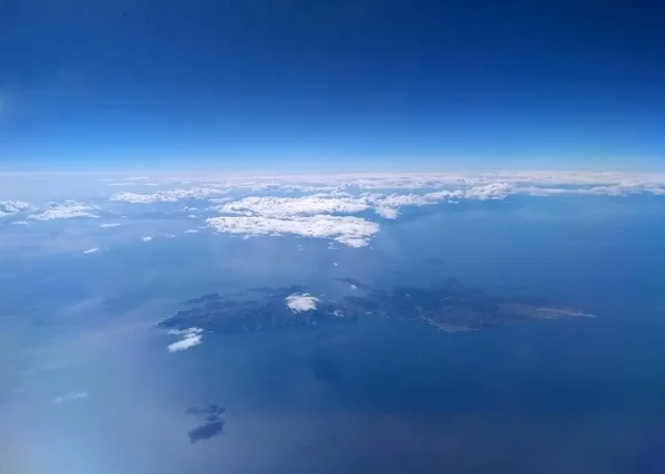 Vista Aérea Avião Céu Nuvens — Fotografia de Stock