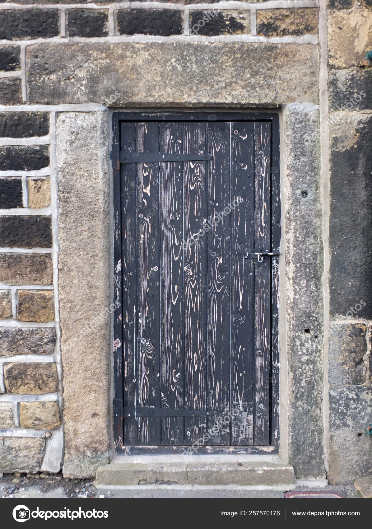 Four Paneled Old Wooden Paneled Exterior Doors With Green