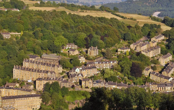 Una Vista Aerea Della Città Ponte Hebden Estate Con Strade — Foto Stock