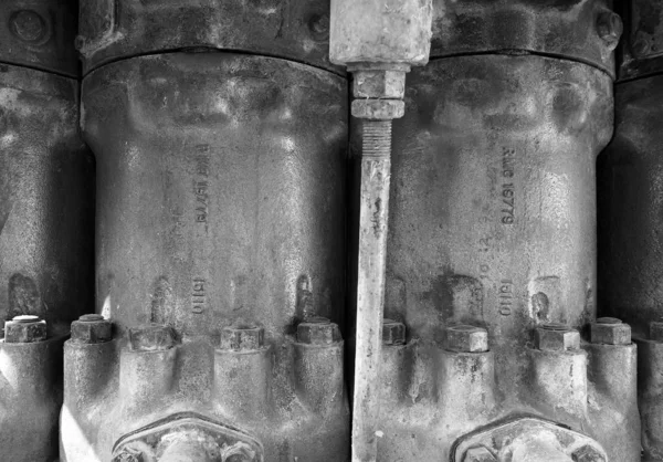 Detail Cylinder Pipes Old Rusted Decaying Abandoned Big Petrol Engine — Stock Photo, Image