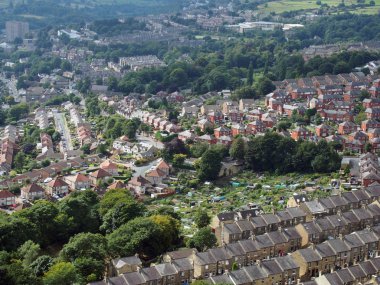 teraslı sokakları ile batı Yorkshire halifx panoramik görünümü