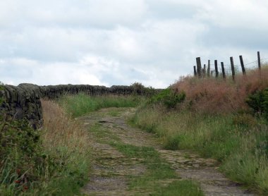 yorkshire pennine manzara üzerinde bir tepe etrafında sarma ülke şerit ve patika