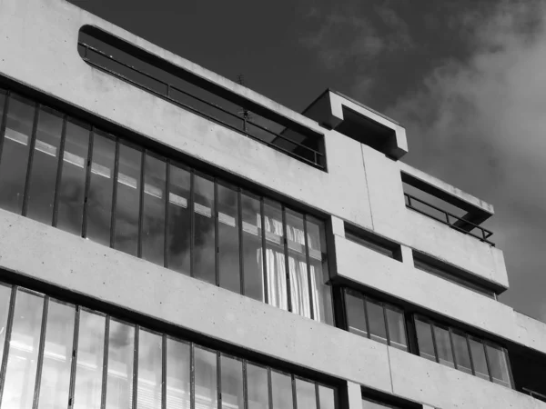 Detail of concrete corporate industrial building with geometric Stock Image