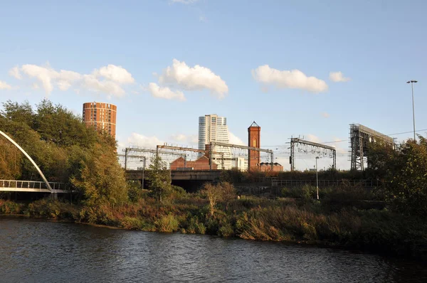 Rio Aire Leeds Tomadas Partir Trilha Mostrando Margem Sul Holbeck — Fotografia de Stock