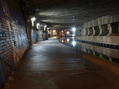 canal tunnel in the city.