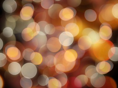 Altın turuncu ve beyaz parlayan yuvarlak bulanık ışıkları ile vibran