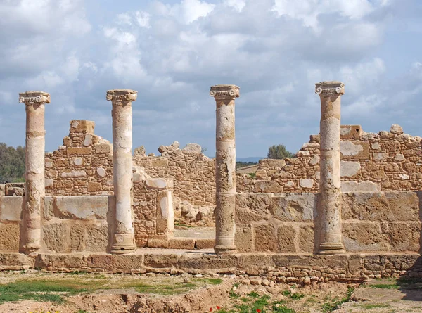 Walls and columns the House of Theseus, Roman villa ruins at Kato Paphos Archaeological Park Paphos — Stock Photo, Image