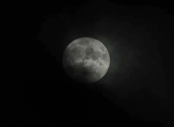 Pleine Lune Hiver Rayonnante Espace Copie — Photo