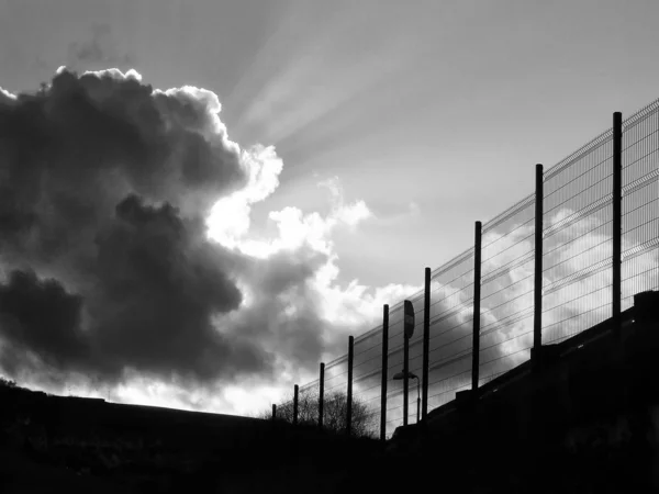 Noir Blanc Ciel Avec Nuages — Photo