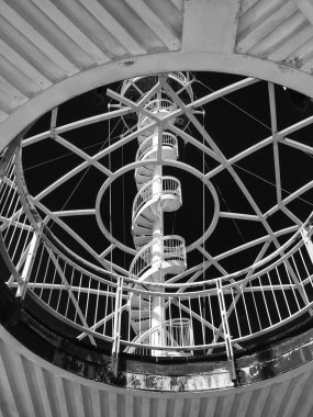 black and white of spiral stairs