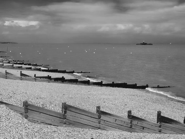 Schwarz Weiß Foto Vom Strand — Stockfoto