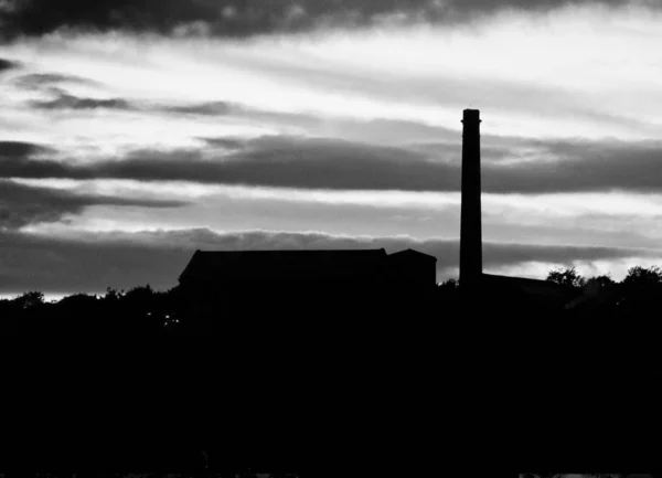 Photo Noir Blanc Bâtiment Usine — Photo