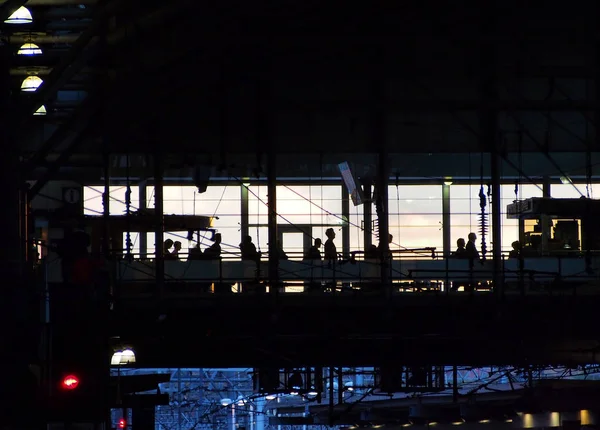 Night View Railway Station — Zdjęcie stockowe