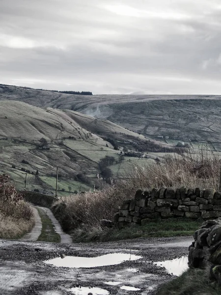 Zimowa Scena Yorkshire Dales Skrzyżowaniu Wrzosowiskami Polami Penniny — Zdjęcie stockowe