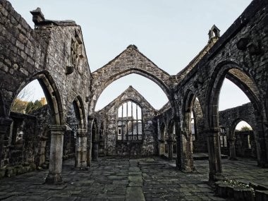 Heptonstall 'daki ortaçağ kilisesi Batı Yorkshire iç manzarası