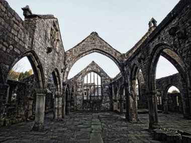 the medieval church in heptonstall west yorkshire interior view clipart