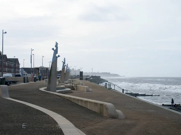 Cleveleys Blackpool Lancashire Wielka Brytania Marca 2020 Promenada Wzdłuż Wybrzeża — Zdjęcie stockowe