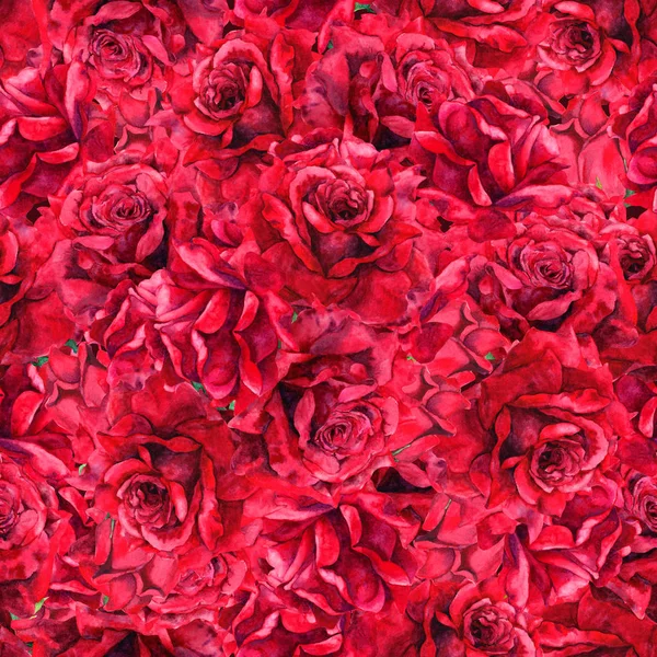 Rote Rosen blühen. nahtloses Blumenmuster. Aquarell — Stockfoto