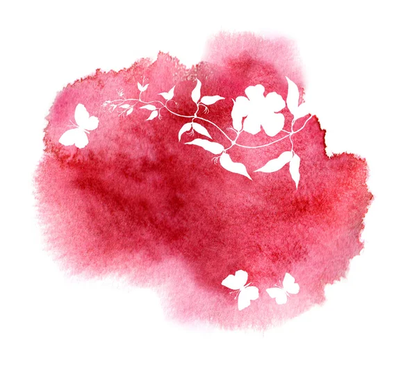 Concept voor spa therapie, aromatherapie, Massage titel. Bloem, vlinders. Unieke aquarel design — Stockfoto