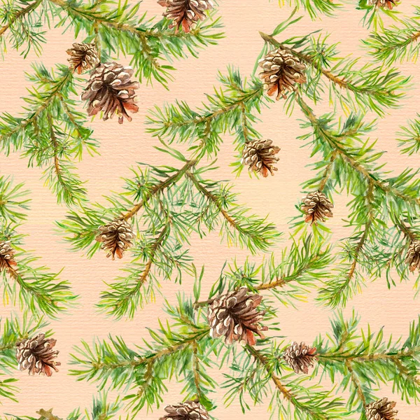 Új év varrat nélküli mintát a karácsonyfa ága — Stock Fotó