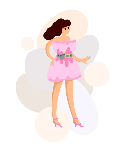 Almohada desafío ilustración. Mujer con vestido de almohada. Mantente en casa de moda en el bloqueo del coronavirus — Archivo Imágenes Vectoriales