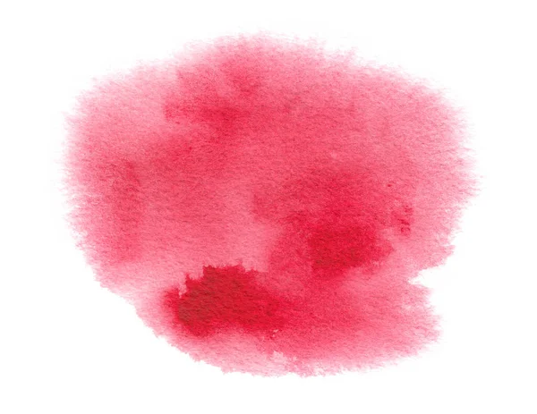 Bright red watercolor stain with watercolour paint stroke, wash edges — Stock Photo, Image