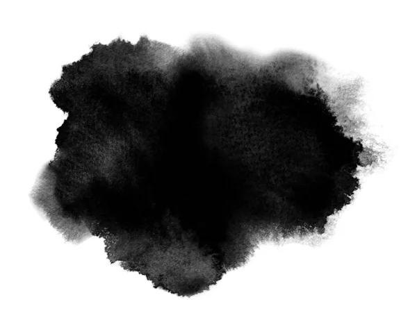 Fekete akvarell folt mosott fröccsenéssel. Akvarell — Stock Fotó