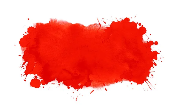 Red watercolor artistic shape with aquarelle blotch, drops, paint splashes for Valentine background — Stock Photo, Image