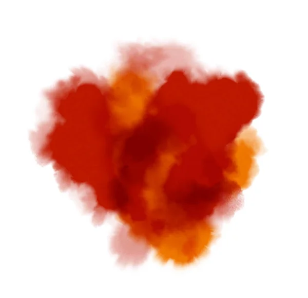 Textura de mancha de aquarela vermelha artística. Elemento abstrato, nuvem líquida com respingos ásperos, manchas de tinta de cor de água. Fundo de contorno — Fotografia de Stock