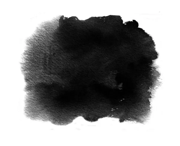 Czarny swatch akwarela czarny kolor wody farby z myjniami i pociągnięcia pędzla — Zdjęcie stockowe