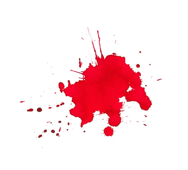 Bright red watercolor stain with watercolor paint stains, brush strokes — Stock Photo, Image
