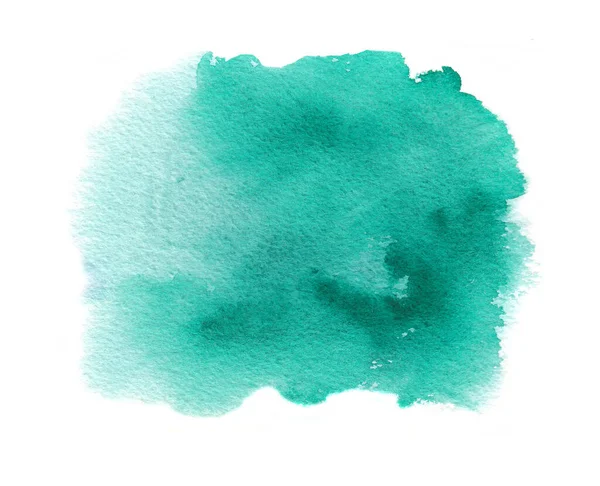 Cyan watercolor texture stain with aquarelle splash, brush strokes — Stock Photo, Image