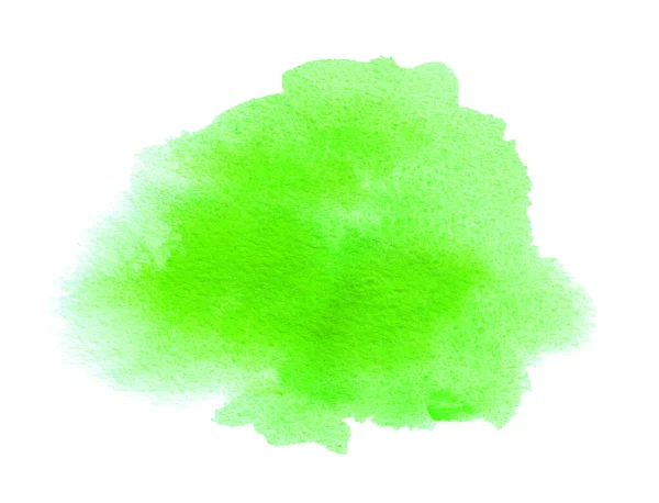 Zöld akvarell háttér folt. Vízfestékfolt, ecsetvonások — Stock Fotó