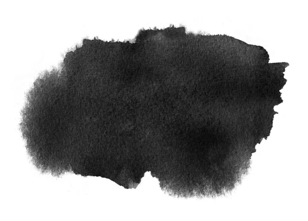 Black watercolor swatch of black water color paint with washes and brush stroke — Stock Photo, Image