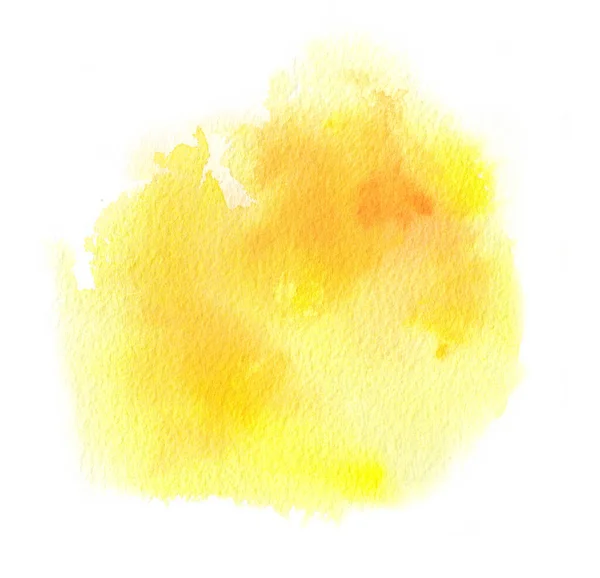 Yellow watercolor, ink stain with aquarelle paint blotch — Stock Photo, Image