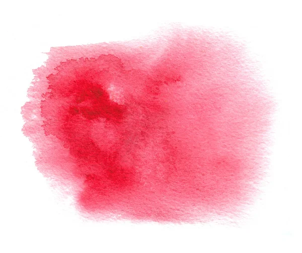 Red watercolor stain with aquarelle wet edges, brush strokes — Stock Photo, Image