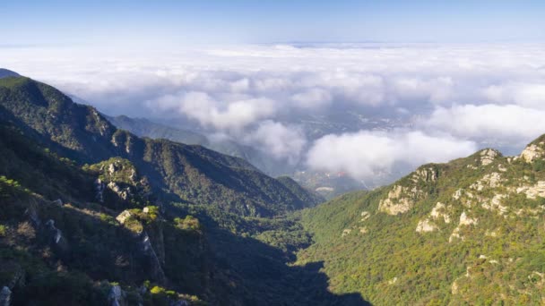 Timelapse Imágenes China Montaña Mar Nubes Paisaje Finales Otoño — Vídeo de stock