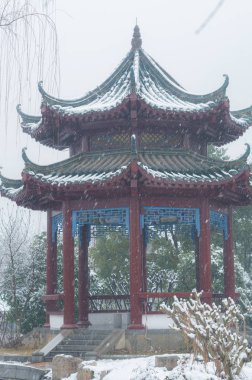 Wuhan Doğu Gölü manzaralı kar manzaralı kışın