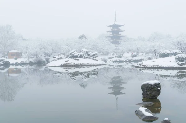 武汉东湖景区冬季雪景 — 图库照片